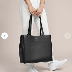 Dagne Dover Black Leather Allyn Tote Bag